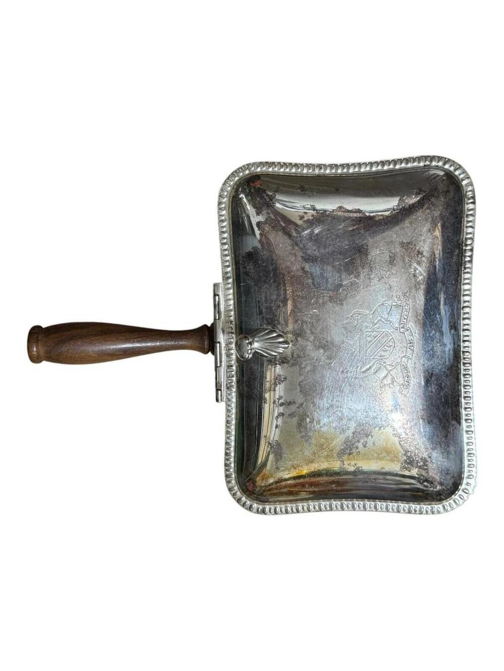 Vintage Major Ab Adversis Silver Silent Butler Italian Crumb Catcher Box